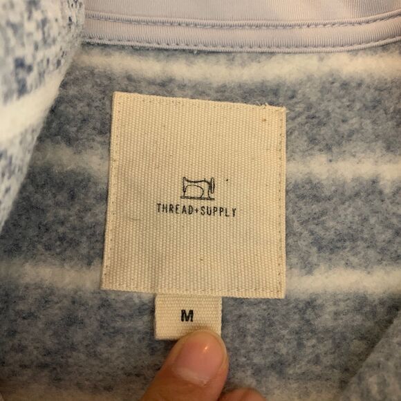 Thread+Supply Sweatshirt Womens M Medium Multi Stripe Quarter Zip Mock Fleece - Picture 7 of 11